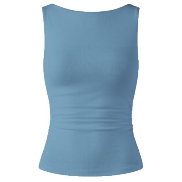 OGL Plantive Eco Friendly Dusk Blue Ruched Boat Neck Padded Bra Tank Size Medium - Picture 8 of 9